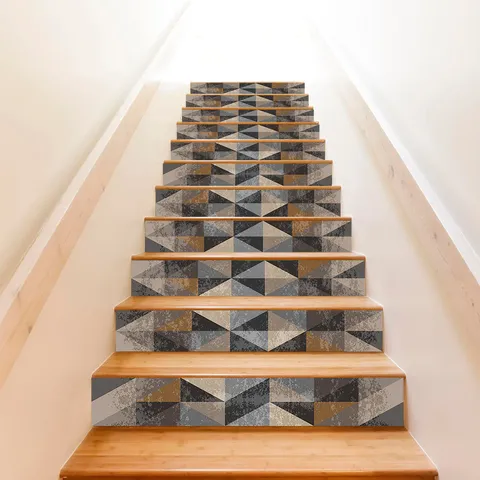 3D Geometric Stair Stickers Waterproof Peel And Stick Stair Decals Removable PVC Stair Riser Wallpaper For Home Decor