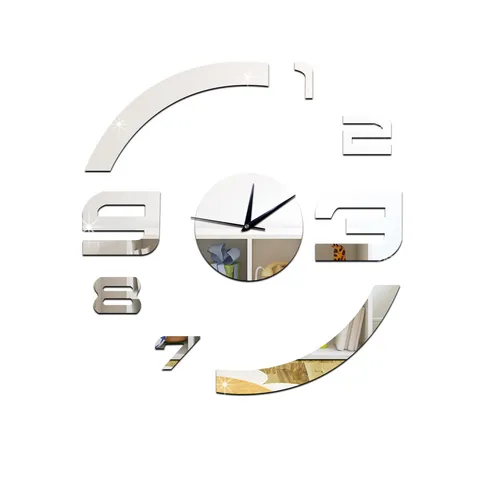 Modern Acrylic Mirror Wall Clock DIY Digital Wall Sticker Silent Quartz Clock Home Decor Living Room Wall Art Decoration
