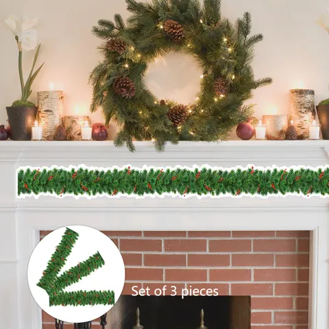 Christmas 3D Stereo Vine Floral Wall Sticker DIY Holiday Home Decor Living Room Bedroom Wallpaper