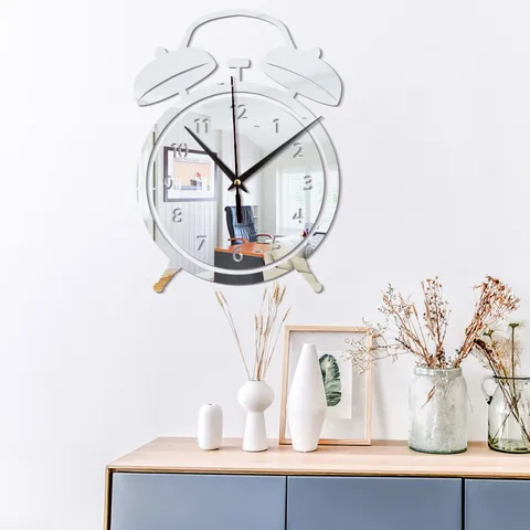 Creative Alarm Clock Mirror Acrylic Wall Sticker Clock Modern DIY Hanging Clock For Living Room Bedroom Home Decor