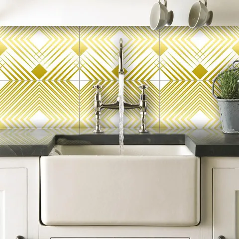Adesivi Impermeabili per Piastrelle Design Geometrico Marmo PVC Adesivo da Muro Cucina Bagno