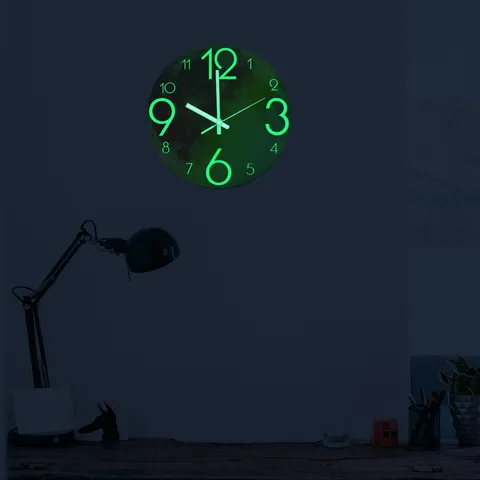 Lichtgevende Acryl Wanduhr Stil Modern Minimalistisch Kleurrijke Maan Hangende Klok Voor Woonkamer Slaapkamer Huisdecoratie