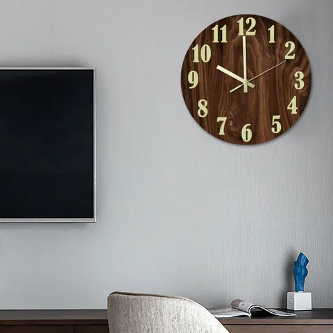 Moderne Holzmaserung Leuchtende Wanduhr 3D Leise Acryl Hängeduhr Für Schlafzimmer Wohnzimmer Heimdekoration