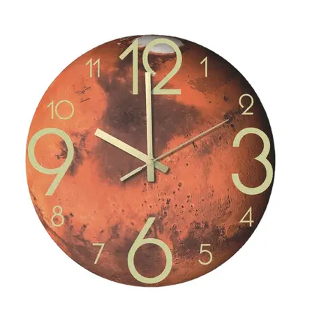 Modern Minimalist 3D Mars Luminous Wall Clock Silent Acrylic Round Hanging Clock For Living Room Bedroom Home Decor