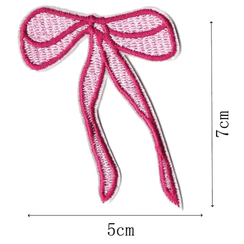 Rosa Schleife Stickerei Stoffaufnäher Band Haarnadel Kopfschmuck Ornament Zubehör Kleidung Applikation DIY Handwerk