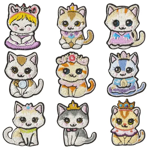 Niedliche Cartoon Katze Bestickte Aufnäher Aufbügeln Applikation Tier Stoff Abzeichen Für Kleidung DIY Dekor Reparatur