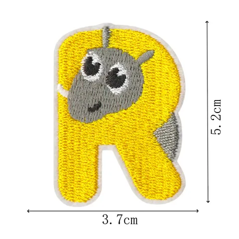 Creative Animal Alphabet Embroidery Patches Set Colorful Kids Learning Letter Iron On Patches For Clothing Bags