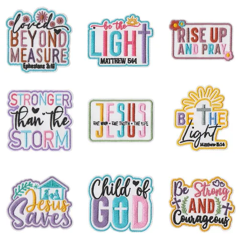 Christian Bible Scripture Quotes Embroidered Patches Iron On Applique Badge For Clothes Hat Jacket Bag