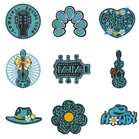 Écussons Thermocollants Brodés Cœur Fleur Chapeau Applique Badges De Transfert Thermique Pour Vêtements Chapeaux Sacs