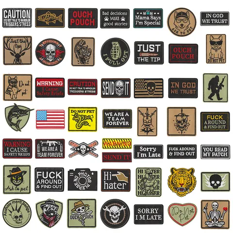 Tactical Morale Patch Embroidered Funny Slogan Skull Applique Badge DIY Clothing Backpack Hat Sew On Patches