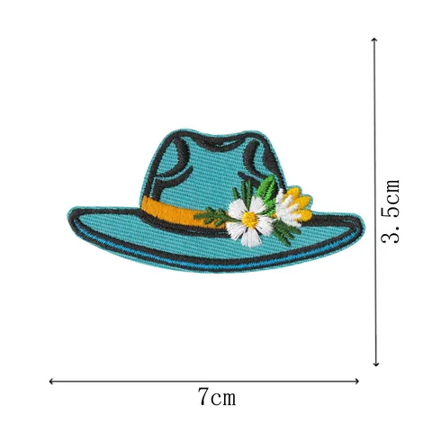 Écussons Thermocollants Brodés Cœur Fleur Chapeau Applique Badges De Transfert Thermique Pour Vêtements Chapeaux Sacs