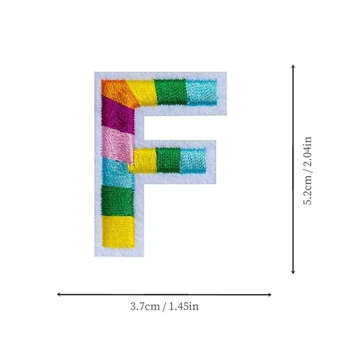 Colorful English Letter Embroidery Patches Rainbow Striped Alphabet Applique DIY School Uniform Clothing Accessories