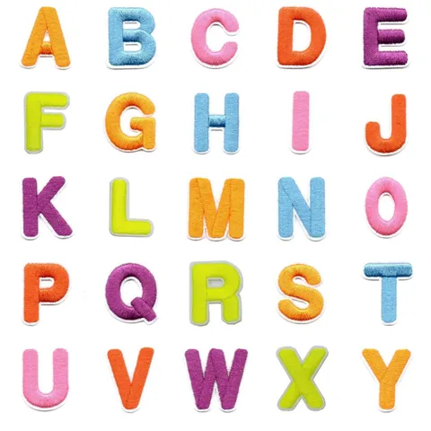 Toppe con Lettere Ricamate a Macchina Multicolor Alfabeto Numeri da Cucire per Abbigliamento DIY