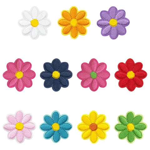 Bunte Blumen Stickerei Aufnäher Süße Blume Applikation DIY Nähflicken Für Kleidung Hut Tasche Kleidungsstück Dekoration
