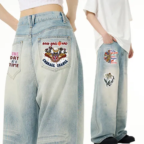 Böhmische Bestickte Bügelbilder Motivierende Zitate Blumen Applikation DIY Dekorative Jacke Kleidung Abzeichen