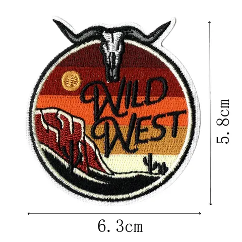 Western Cowboy Theme Embroidered Patch Computerized Embroidery Badge For Clothes Bags Hats DIY Decoration