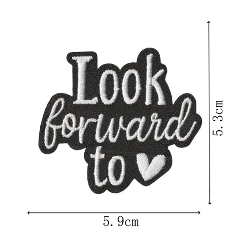 Embroidered Iron On Patch Motivational Slogans Letters Black White Sew On Applique DIY Garment Repair Patch Jacket Bag Decor