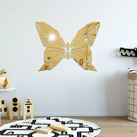 Geometrische Vlinder Acryl Spiegel Muursticker Zelfklevend Waterdicht Huisdecoratie Voor Woonkamer Slaapkamer