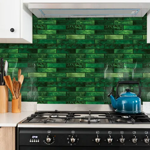 Autocollant Mural Imperméable Autoadhésif Motif Brique Film de Cristal Sticker Carrelage Pour Cuisine Salle de Bain Décoration Rénovation