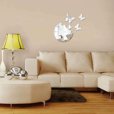 3D Vlinder Spiegel Muurstickers Acryl Verwijderbare DIY Muurkunst Decals Voor Woonkamer Slaapkamer Huisdecoratie