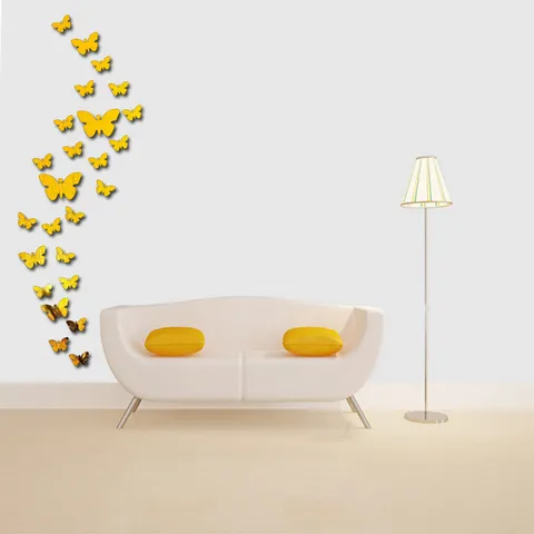 3D Vlinder Spiegel Muurstickers Acryl Verwijderbare Muurstickers DIY Kunst Muurschilderingen Voor Woonkamer Slaapkamer Huisdecoratie