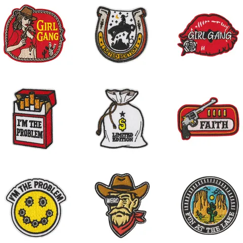 Écussons Brodés Cowboy de l'Ouest Style Punk Vintage Badges en Tissu pour Vêtements Vestes Sac à Dos Déco DIY