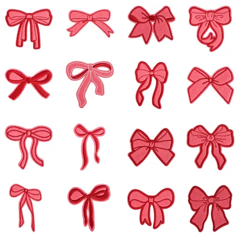 Cute Bowknot Embroidery Cloth Patches Iron On Applique DIY Clothing Accessories Decorative Sewing Patches For Bags Hats