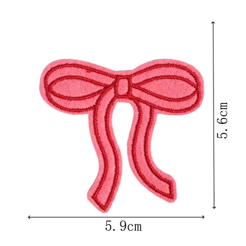 Parches Bordados de Lazo Lindos Apliques de Tela Roja y Rosa Coser en Accesorios de Reparación de Ropa DIY