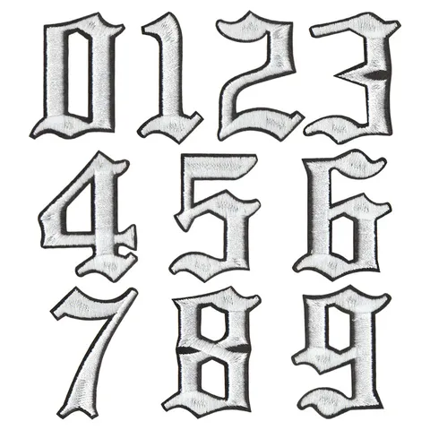 Gothic Style Number 0-9 Embroidered Iron-On Patch Applique For Clothes Decorative Badge DIY Clothing Repair