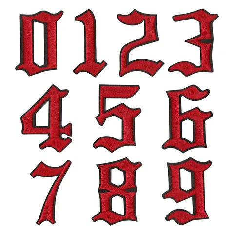 Gothic Style Number 0-9 Embroidered Iron-On Patch Applique For Clothes Decorative Badge DIY Clothing Repair