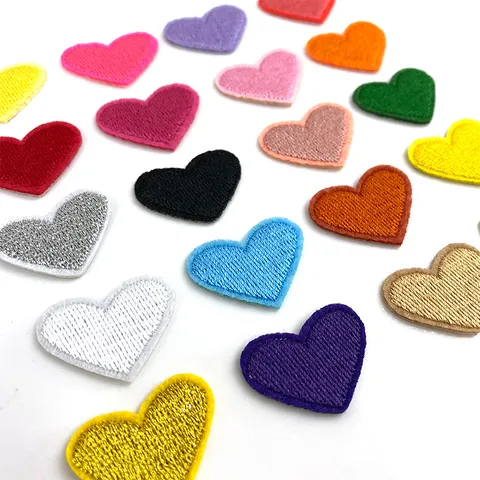 Polyester Embroidered Heart Cloth Patch DIY Iron On Applique For Clothing Shoes Hats Bags Decorative Accessories
