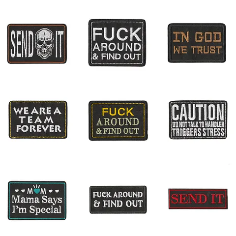Tactical Morale Patch Embroidered Funny Slogan Skull Applique Badge DIY Clothing Backpack Hat Sew On Patches