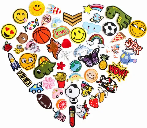 Cartoon Anime Embroidery Patches Iron On Badges Cute Animal Fruit DIY Decorative Appliques For Bags Hats