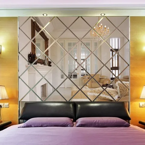 3D Diamond Mirror Acrylic Wall Sticker Waterproof Self-Adhesive Wall Decals Modern Minimalist Home Decor Living Room Bedroom