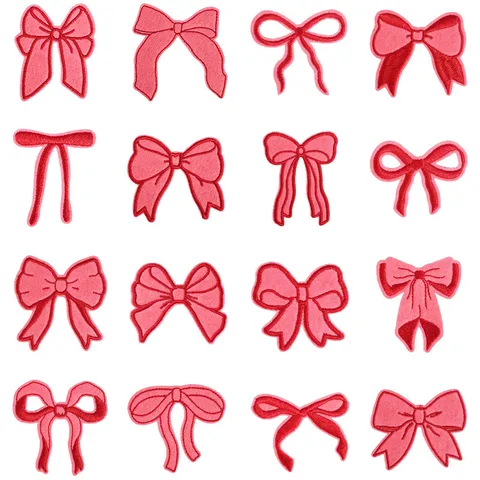 Cute Bow Embroidery Patches Iron On Sew On Applique Clothes Repair Patches Decorative Badge For Jackets Hats Bags