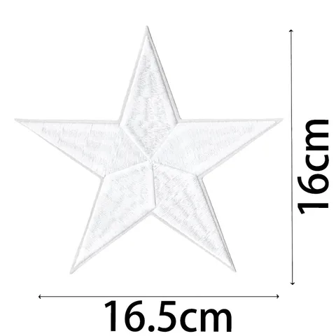 Pentagram Embroidered Patch Fabric Iron On Applique White Star DIY Clothing Hat Garment Decorative Accessories