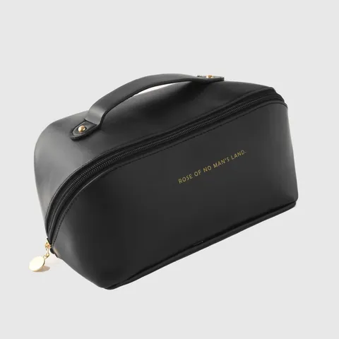 Grande Capacité Trousse de Maquillage en Cuir PU Organisateur de Toilette de Voyage Pochette de Maquillage Portable Avec Imprimé Lettre Pour Femmes