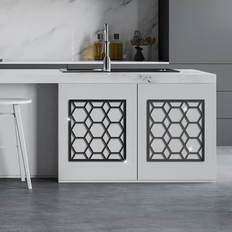 Adhesivo de Pared de Espejo Acrílico Diseño Panal Geométrico Autoadhesivo Decoración Hogar Sala Dormitorio