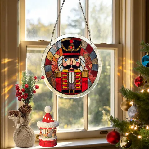Noël Casse-Noisette Acrylique Puzzle Panneau Suspendu Vitrail Fenêtre Décoration Pendentif Fête Vacances Décoration Maison