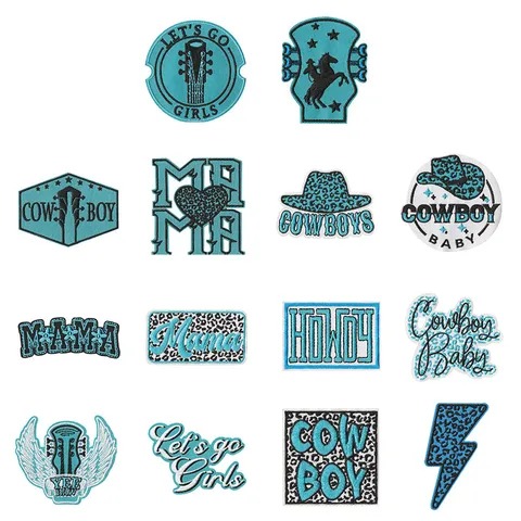 Embroidered Patch Iron On Applique DIY Clothing Accessories Letter Lightning Badge Patches For Clothes Jeans Hats Bags