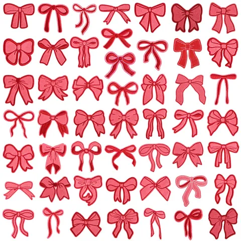 Cute Bowknot Embroidery Cloth Patches Iron On Applique DIY Clothing Accessories Decorative Sewing Patches For Bags Hats