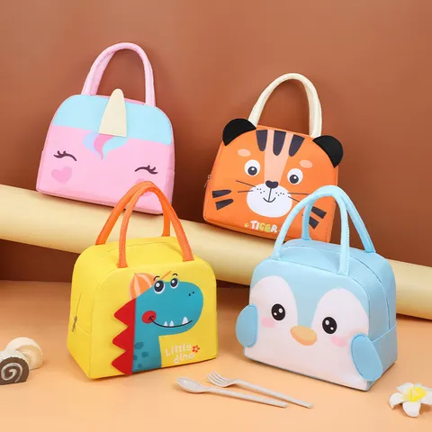 Sac à Déjeuner Isotherme Cartoon Tissu Oxford Portable Pochette Bento Thermique pour École Bureau