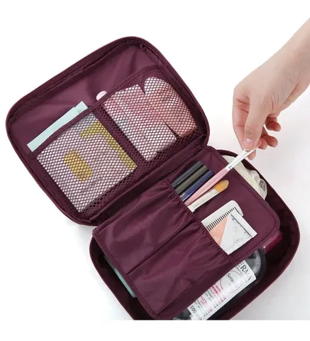 Trousse de Toilette de Voyage Portable Nylon Imperméable Grande Capacité Pochette Cosmétique Sac de Rangement Multifonctionnel