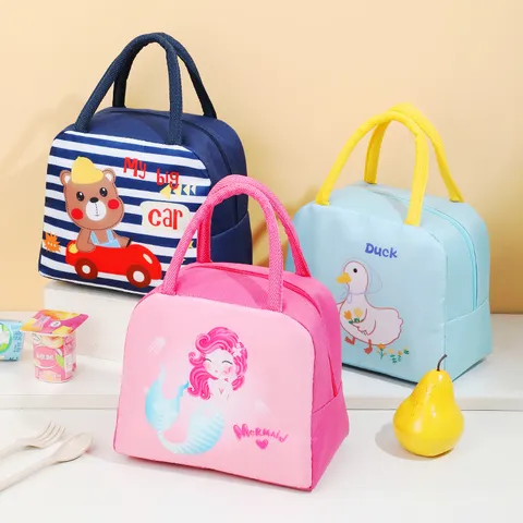Sac à Déjeuner Isolé en Tissu Oxford Poche Bento Thermique Portable Organisateur de Nourriture