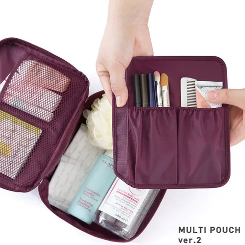 Trousse de Toilette de Voyage Imperméable Portable Organisateur de Maquillage en Tissu Oxford Pochette de Rangement Multifonctionnelle pour Femmes