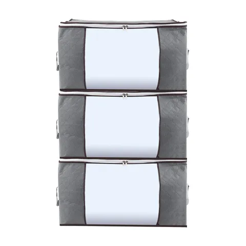 Sac de Rangement de Couette en Non-Tissé Épais Grande Capacité Organisateur de Vêtements Pliable Avec Fenêtre Transparente