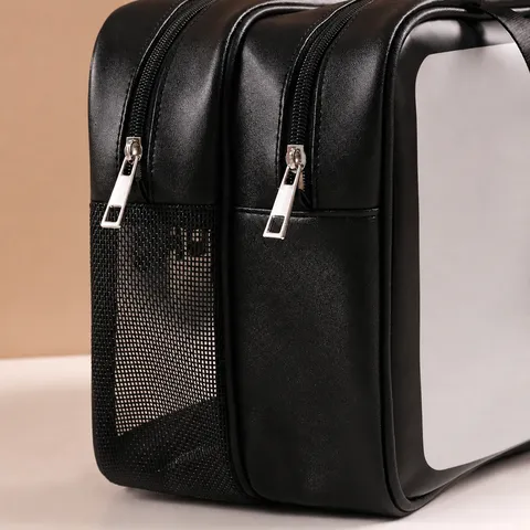 Trousse de Toilette de Maquillage PVC Transparente Imperméable Double Couche Grande Capacité Organisateur de Voyage