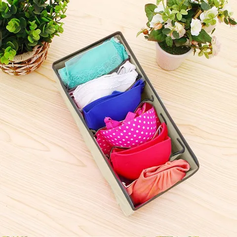 Faltbare Stoff Unterwäsche Aufbewahrungsbox 4-Tlg. Set Einfarbig BH und Socken Organizer Kleiderschrank Schublade Aufbewahrungsbehälter