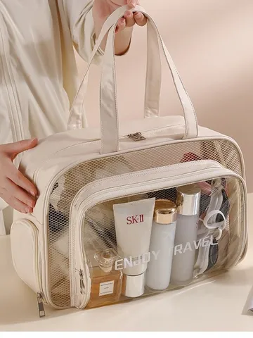 Grand Sac de Sport Imperméable Transparent avec Séparation Humide et Sec Sac à Main de Voyage avec Compartiment à Chaussures