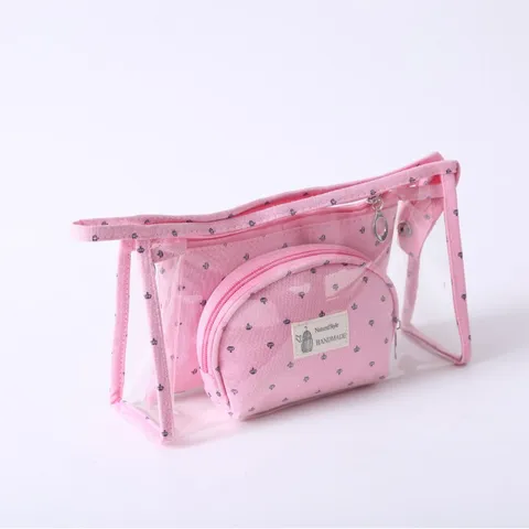 Trousse de Maquillage Transparente en PVC Organisateur de Toilette de Voyage Pochette de Maquillage Imperméable Avec Imprimé Couronne Pour Femmes